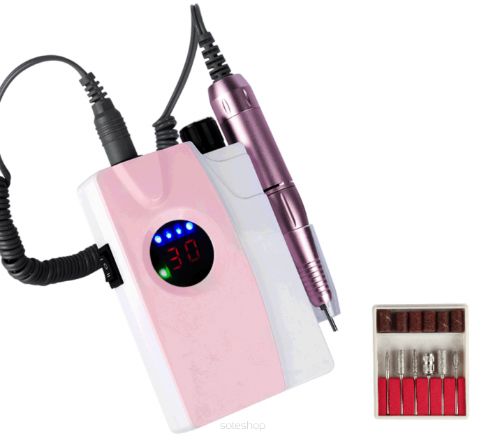 Frezarka do paznokci BEZPRZEWODOWA 40W wyświetlacz LCD + zestaw frezów Gratis